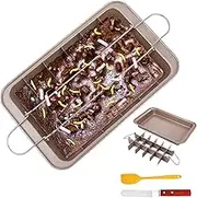 Brownie Baking Mould, 12.2 x 7.8 x 1.7 Inches, Non-Stick Baking Tray Brownie with 18 Dividers, Spatula and Scraper, Carbon Steel Baking Tray, Brownie Mould for Baking, Mousse, Cake, Bread, Pizza,