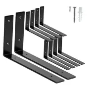 10 Pack Shelf Brackets 12 inch,L Brackets for Shelves,Black Heavy 12 Inch 10.0