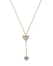 Bloomingdale's Fine Collection Diamond Double Heart Lariat Pendant Necklace in 14K Yellow Gold, 0.45 ct. t. w.
