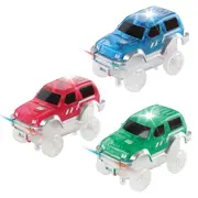 3-Piece Magnetic Toy Car Set - LED STEM Trucks Compatible with Race Tracks (Ages 3+)