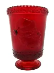 New Mosser Glass 2022 Ruby Red Santa 4 1/2" Cup Votive Candle Holder #715