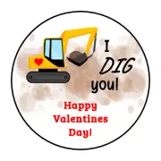 Kids Valentines day Construction Stickers, labels, tags