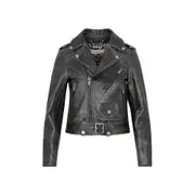 [Golden Goose] Golden Goose-Black Leather Biker Jacket-Donna 38 IT