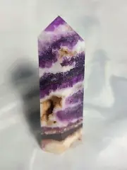 4.7" 371g Druzy Geode Purple Fluorite & Quartz Crystal Tower Generator