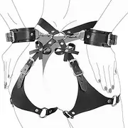 Bondage BDSM Couples Sex Toys, Bondage Restraints BDSM Kit with Bows Handcuffs, BDSM Restraints Sex Straps Harness Set Faux Leather, Adult Couple Sex Toys
