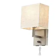 Bedside Wall Mount Light with Dimmer Switch and Two USB Charging Port,Fabric