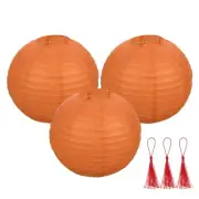 3 Pcs Orange Round Paper Lanterns 12 Inch Paper Lantern Party Decorations
