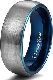 TRUMIUM 4mm 6mm 8mm Tungsten Ring Wedding Band for Men Women Engraved I Love You Matte Brushed Comfort Fit Size 4-15