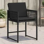vidaXL Garden Chairs with Cushions 4 pcs Black Poly Rattan