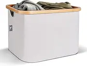 [HENNEZ] 40L Storage Basket For IKEA Kallax - Foldable Small Basket for Laundry - Fabric Storage Bins Bamboo - Collapsible Storage Baskets for Organizing Shelf Organizer Bins Closet Baskets for Shelves