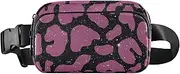 [Amooorous] Peach Leopard Fashionable Fanny Waist Pack for Women Men Mini Crossbody Belt Bag with Adjustable Strap for Workout Running Hiking, Peach Leopard, 1 size
