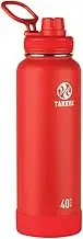 Takeya Actives 40 oz Vacuum Insulated Stainless Steel Water Bottle with Spout Lid, Premium Quality, Watermelon