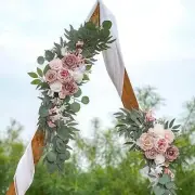 2 Pieces Wedding Arch Flowers Rustic Backdrop Wreath Welcome Sign Decoration