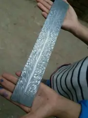 DAMASCUS STEEL CUSTOM HANDMADE FEATHER PATTERN BILLET BLANK 12" FOR KNIFE MAKING