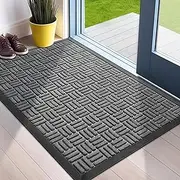 Front Door Mat, Heavy Duty Durable Welcome Mat for Outdoor Indoor, Dirt Trapper Waterproof Super Absorbent Door Mat for Entryway Outside Patio Porch, 24"" x36 (Gray)