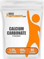 BulkSupplements.com Calcium Carbonate Powder - Calcium 500mg - Calcium Supplement - Vegan Calcium - Calcium Carbonate Food Grade - Calcium Powder - 1250mg per Serving (100 Grams - 3.5 oz)