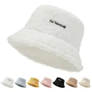Embroidered Lambhair Bucket Hat Unisex Outdoor Sun Cap