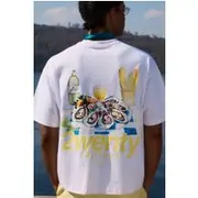 Mens White Oversized Boxy Back Graphic T-Shirt