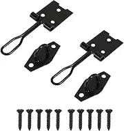 Sisi UK Wire Hasp and Staple 75mm (3inch) Black Heavy Duty Stainless Steel Wire Hasp and Staple Door Latch Lock for Cupboard Hutches Cages Sheds with Fixing Screws Pack of 2