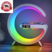 5In1 15W Wireless Fast Charger Smart Bluetooth Speaker with Alarm Clock LED Lamp