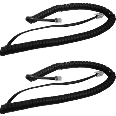 NEW 9 Foot Handset Curly Cord for Polycom VVX Series IP Phone Black (2-Pack)