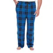 Foundry Men's Big & Tall Sleep Lounge Pants 3XLT Blue Black Checker Microfleece