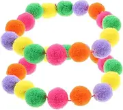 2Pcs Elastic Cat Collars with Plush Ball Design Colorful Rainbow Pet Collars for Kittens and Dogs Lightweight and Comfortable for Daily Wear and Special Occasions