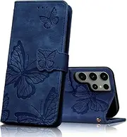 CXTcase Mobile Phone Case for Samsung Galaxy S23 Ultra Case, Protective Flip Case for Samsung Galaxy S23 Ultra, PU Leather Magnetic Butterfly Leather Case for Samsung Galaxy S23 Ultra, Blue