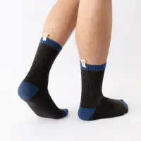 在飛比找Yahoo奇摩購物中心優惠-【WARX除臭襪】薄款經典小標撞色高筒襪-礦藍