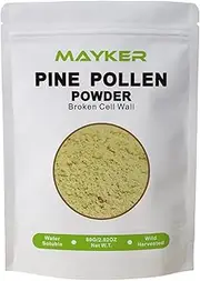 MAYKER Pure Pine Pollen Powder 80Grams (2.82OZ) | Wild Harvested 99% Broken Cell Wall Pine Pollen Concentrated Powder | No GMOs, Vegan Friendly | Ideal for Tea, Coffee, Smoothies, Baked Goods