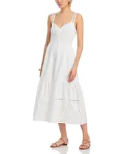 Moon River Sleeveless Eyelet Detail Midi Dress