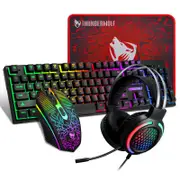 T-Wolf Gaming Devices Set 104 Keys LED Backlit Gaming Keyboard Mouse Gaming Headset Mouse Pad 4 in 1Combo