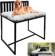 Beside Dog Bed,Dog Bunk Beds for Large Dogs,Metal Dogs Bed Frame with Removable Cushion,Large