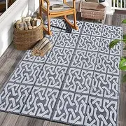 Homodoskey Outdoor Rug,Reversible Mats,Modern Area Rug, Large Floor Mat and Rug for Outdoors, RV, Patio, Backyard, Picnic, Beach, Trailer, Camping (Black & Grey, 152cm*244cm)