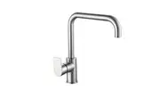 VITO BERTONI EEVA Round Kitchen Mixer Tap - Square Neck Swivel - Brushed Nickel