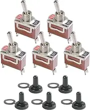Flaconi 5 x car Toggle Switch, car Switch, car Switch, Robust Rocker Switch, mini Toggle Switch, Micro Rocker Switch, Suitable for All Types of Cars, Ships, Racing Cars, Trucks, Boats