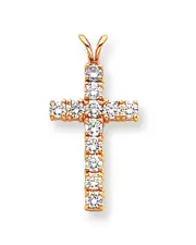 14k AA Diamond Latin Cross Pendant