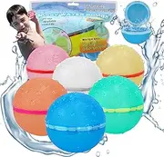 Reusable Water Balloons, Pool Beach Toys Water Ball Summer Toy for Boys Girls, Easy Quick Fill and Self-Sealing Water Balloon, Magnetic Soft Silicone Water Splash Ball for Summer Party (6PCS)