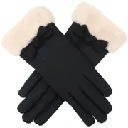 Wicked Sista Hazel Bow w/ Faux Fur Cuff Gloves Hand Warmer One Size Cream/Black