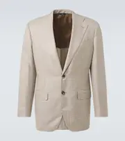 [Thom Sweeney] Thom Sweeney Prince of Wales check cashmere-blend blazer UK 42 beige