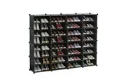 Black DIY Cube Shoe Cabinet Rack Storage Stackable Organiser 4 Column 8 Row