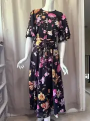 New Ted Baker London Floral Print Rhubarb Tea Dress size 2