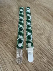Dummy Clip | Pacifier Chain | Soother Holder | Green White Tropical Leaf Leaves