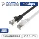 【祥昌電子】POLYWELL 寶利威爾 Cat.6A 網路扁線 網路線 扁線 高速網路線 RJ45 CAT6A 0.3M 黑色