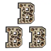 Letters B Patches Leopard Iron-On Letters Patch for Clothing Repair 3 Pcs
