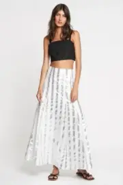BNWT SASS & BIDE "The Bright Light" Silver & White Maxi Skirt - Size 8 - $490