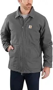 [CARHARTT] Men's Loose Fit Washed Duck Sherpa-Lined Coat, Gravel, 3X-Large
