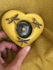 Orgonite - Dragonfly & Keys Yellow Candle Holder Heart Inc Kyanite, Quartz 312gr