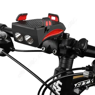 全新自行車行動電源手機架：「4000mAh」中置雙T6喇叭燈 USB充電手機支架 防水LED單車頭燈 腳踏車前燈手機座