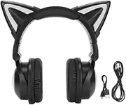 Headset, Cute Cat Ear Wireless Headphone, Stereo Headset with Microphone, LED Headphone for Children, Teenagers, Adult Women and Cat Lovers